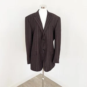 Ermenegildo Zegna Paris Blazer Mens Size 52A Brown White Striped Single Breasted - Picture 1 of 11