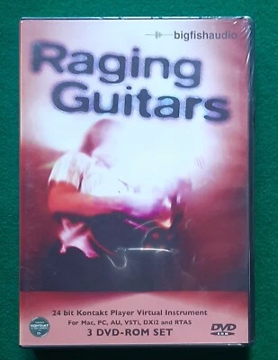 Big Fish Audio RAGING GUITARS 3x DVD-ROM Samples Loops Library Music Software - Image 1 of 2