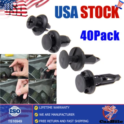 Pasadores de empuje de plástico guardabarros forro sujetador remache clips de empuje para Ford Honda GMC Foto 1 de 4
