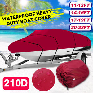 11-22FT 210D Heavy Duty Boat Cover Set For Fish Ski Bass V-Hull Runabouts​