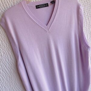 Solid Purple Sweater Vest XL Carnoustie Excellent Pima Cotton Lavender new V-nec