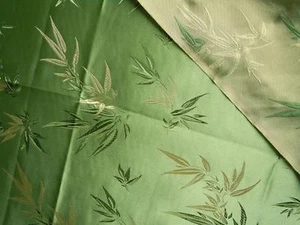Faux Silk Brocade (Bamboo Pattern) Jacquard Damask Kimono Fabric Material BL9 - Picture 1 of 24