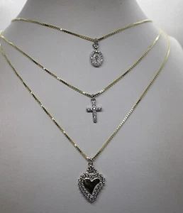 COLLANA ARGENTO HOLY CHARMS MADONNA CROCE CUORE SACRO SCALARE ZIRCONI EXPLOIT - Foto 1 di 6