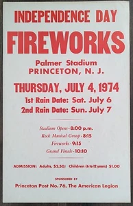 Palmer Stadium July 4 1974 Fireworks Display Poster Princeton NJ Vintage 22x14 - Bild 1 von 1