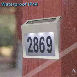 Letrero de luz LED de energía solar para casa puerta de calle dirección placa número placa lámpara - Imagen 1 de 12