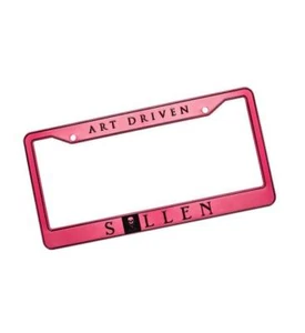 Sullen Pin Up Street Bike Gothic Americana Tattoo License Frame ART DRIVEN PINK - Picture 1 of 1
