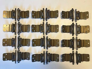 24 Vintage Amerock #6 Antique Brass Cabinet Hinges, Circa 1960s-70s, w/ Screws - Picture 1 of 8