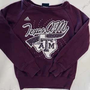 Texas A&M Crewneck Sweatshirt Youth Girls Small 7/8 Aggies Maroon White - Picture 1 of 7