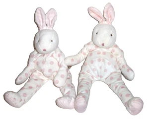 LOT OF 2 Bunnies by the Bay Pink Polka Dot Baby Bunny Plush Stuffed Animal - Picture 1 of 2
