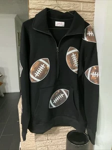 Neu ohne Etikett Jess Lea Sweatshirt Pailletten Fußbälle 1/2-Reißverschluss neu ohne Etikett - Bild 1 von 5