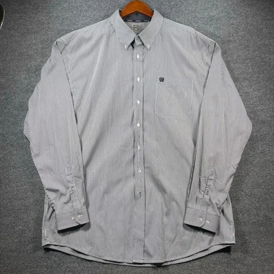 Camisa Occidental Cinch Abotonada Para Hombre XXL Negra/Gris Rayas Vaquero Rodeo Foto 1 de 4