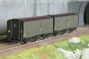 Models World 102 Set de 2 Wagons fourgons 3 essieux, PLM, Dqd2m, Vert 306, ep.II - Picture 1 of 4
