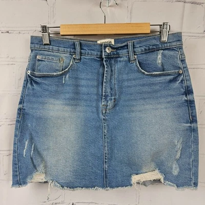 Minifalda de mezclilla envejecida Kensie Jeans vintage de lujo para mujer 6 azules informales elegantes Foto 1 de 4