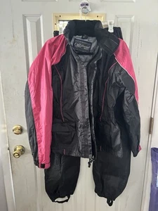 Women motorcycle rain suit XL Daniel Smart Black W/Pink Accents. Hook & Loop - Picture 1 of 15