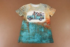Women's Size XL Colorful Farm Animal Truck Graphic Short Sleeve T-Shirt New - Picture 1 of 8