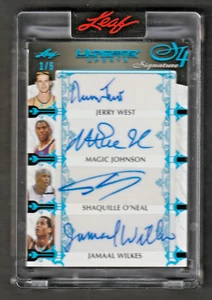 Shaquille O'Neal Magic Johnson Jerry West +1 Autograph #1/5 Los Angeles Lakers - Picture 1 of 2