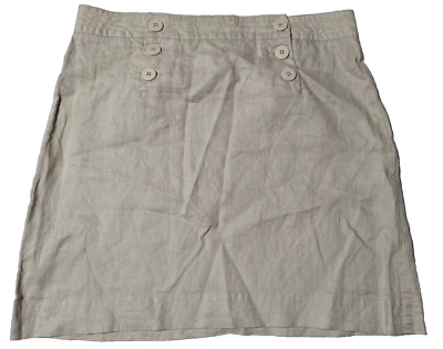 Falda MAX STUDIO 100% LINO Caqui Marinero Botón Mujer Talla 8 NUEVA Foto 1 de 4