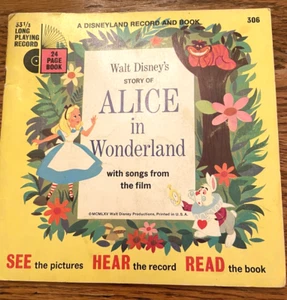 Vintage Read Along DISNEYLAND BOOK 33 Record ALICE IN WONDERLAND  #306 - Picture 1 of 8