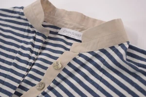 Gran Sasso NWT T-Shirt Sz 42 Short Sleeve Banded Collar Cotton Blue White Women - Picture 1 of 11