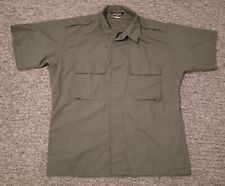 Mens Tru Spec Army Green Button Front Work Shirt Jacket Size Large Pockets