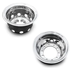22.5" Universal Stainless Rear Wheel Sleeves 285mm Deep Trim Covers For Truck - Picture 1 of 12