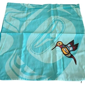 Cushion Cover Hummingbird Blue Canadian First Nations Artists 50 x 50 Cm Inuit - Picture 1 of 9