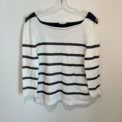 Suéter Top Rojo Valentino Para Mujer Cuello Cuadrado Rayas Encaje Lana Blanco Talla XL Foto 1 de 4