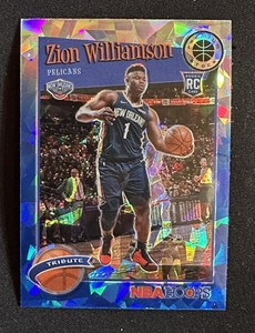 Zion Williamson 2019-20 NBA Hoops Premium Stock Blue Cracked Ice Prizm Rookie RC