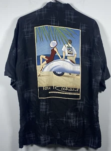 Camisa Hawaiana Tori Richard Honolulu Abotonada Negra Playa Coche Estampado Hombres L - Imagen 1 de 7