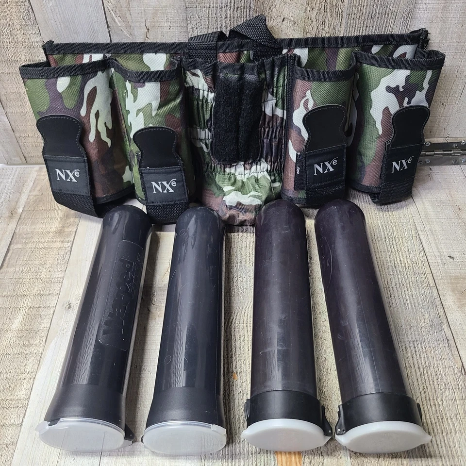 NXE SP Camo Paintball Gun 4 +Tank Harness Pack 100 rd Pods Feeder Loader Hopper - Image 1 of 4