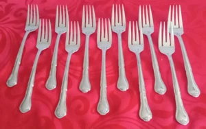 Pfaltzgraff stainless Presley lot of 11 salad forks 6 7/8" NM polished - Picture 1 of 4