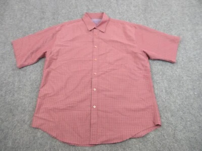 Bugatchi Uomo Shirt Mens Adult Extra Large Red Plaid Button Up Camp Casual - Image 1 of 4