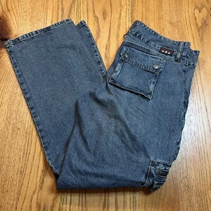 VINTAGE Y2K Mudd Jeans Gr. 13 blau Denim Baggy gerade Knöpfe Reißverschlüsse - Bild 1 von 12