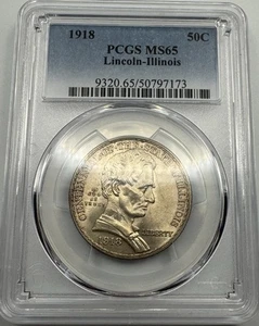 1918 Lincoln-Illinois Commemorative Half Dollar MS65 PCGS - Picture 1 of 3