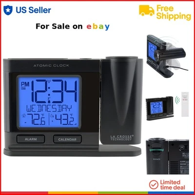 Digital Atomic Projection Alarm Clock Indoor Outdoor Temperature Brightness - Image 1 of 4