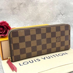 Cartera Larga Louis Vuitton Damier Portefeuille Clemence Marrón Rojo Interior De Japón - Imagen 1 de 11