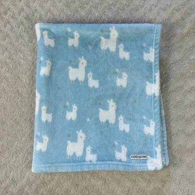 Blankets & Beyond Llama Baby Blanket Blue White Alpaca Grey Stars Security Lovey - Image 1 of 4