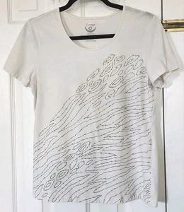 Chico's Zenergy 1 Womens Short Sleeve Embellished White Top Size M - Picture 1 of 4