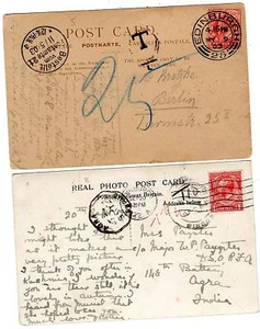 1903/22 EDIMBURGO ALL'ESTERO SOTTOPAGATO INDIA E GERMANIA - 2 PEZZI MARCHI FISCALI - Foto 1 di 2