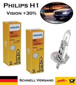 2x Philips H1 Vision +30% 55W 12V 12258PRC1 Ricambio Fari Lampadina Alogena - Foto 1 di 5