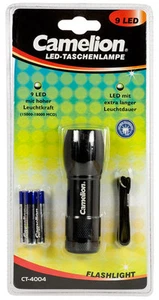 Lampe de poche torche à LED en Alu (9 LED) + 3 piles AAA Camelion CT-4004 - Zdjęcie 1 z 2