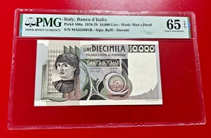 1976-78 10000 LIRE ITALY BANCA D'ITALIA PMG 65 EPQ GEM UNCIRCULATED - Picture 1 of 2