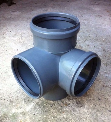 4" Soil Pipe 110 mm - Double Corner Branch 110/110/110/90° 87½° Sewer Waste Grey - Image 1 of 4