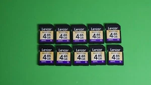 Lot of (10) - Lexar 4 GB SD Cards Class 4 (4GB SDHC Cards) - Tested & Working! - Picture 1 of 5