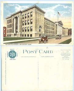 Nueva postal de 1916 de High School Bridgeport Connecticut Teich - autos de arquitectura - Imagen 1 de 1