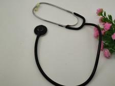 S- VINTAGE Stethoscope Black Silvertone - Doctor Medical Equipment - Tools