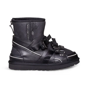 UGG X FENG CHEN WANG SANDAL BLACK LEATHER CONVERTIBLE FUR WOMEN'S SIZE US 10 NEW - Picture 1 of 5