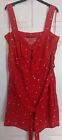 Ladies F&F Red Floral Gorgeous Summer Playsuit With Belt Size 20 New ??