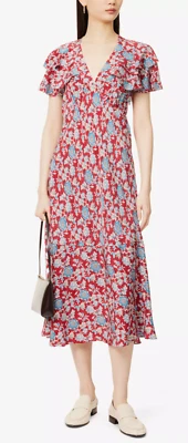 Vestido Polo Ralph Lauren Floral Morera Seda Midi Talla 6 Nuevo con Etiquetas $498 Foto 1 de 4