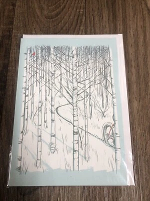 Cardinal Bicycle Winter Snow Adam Turman Greeting Card Recycled Paper *Read D3 - Image 1 of 4